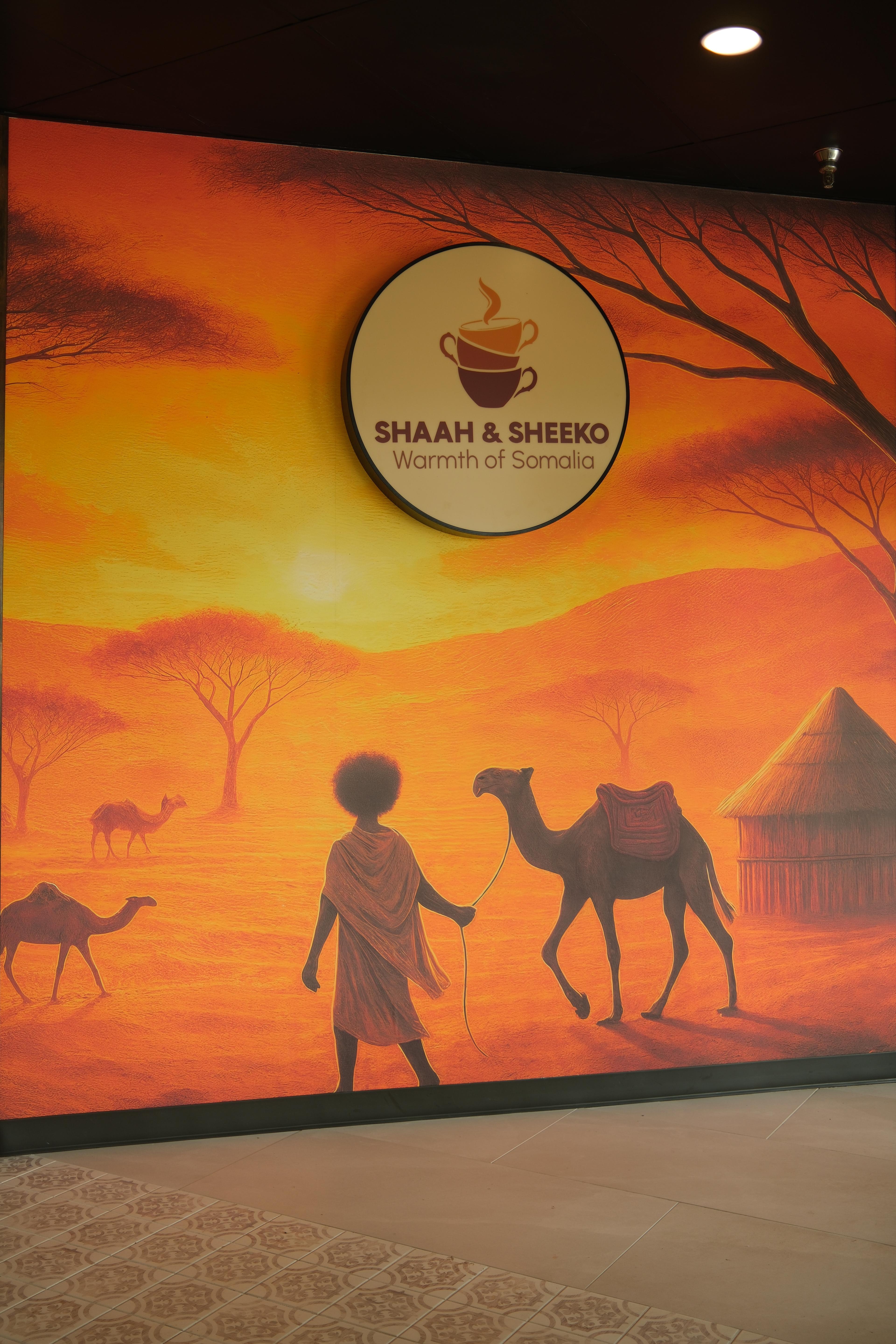 Shaah & Sheeko seating area with Somali-inspired interior details